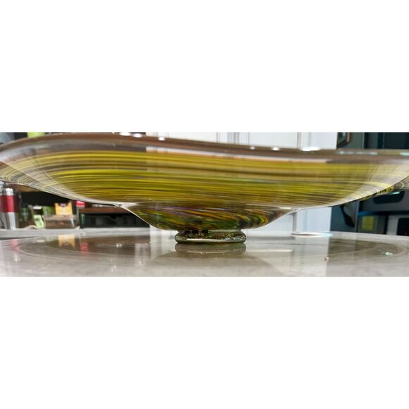 Signed Murano Handblown Glass Wall Platter Swirl Pattern Decorative Art Piece - Picture 7 of 7